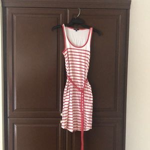 Red and white striped summer dress